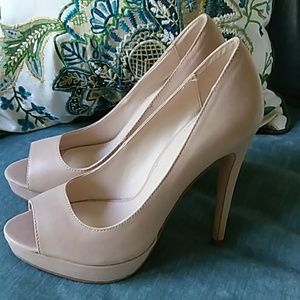 Nude Victoria's Secret Platform Peep Toe Heels